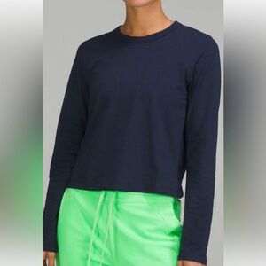 Lululemon Athletica Classic Fit Cotton Blend Navy Long Sleeve shirt size 12